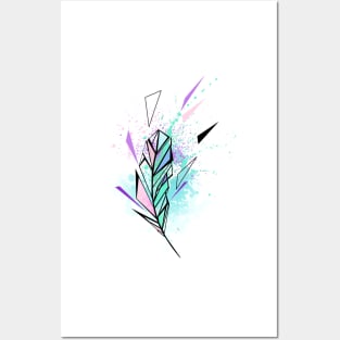 Polygonal Feather with Watercolor Posters and Art